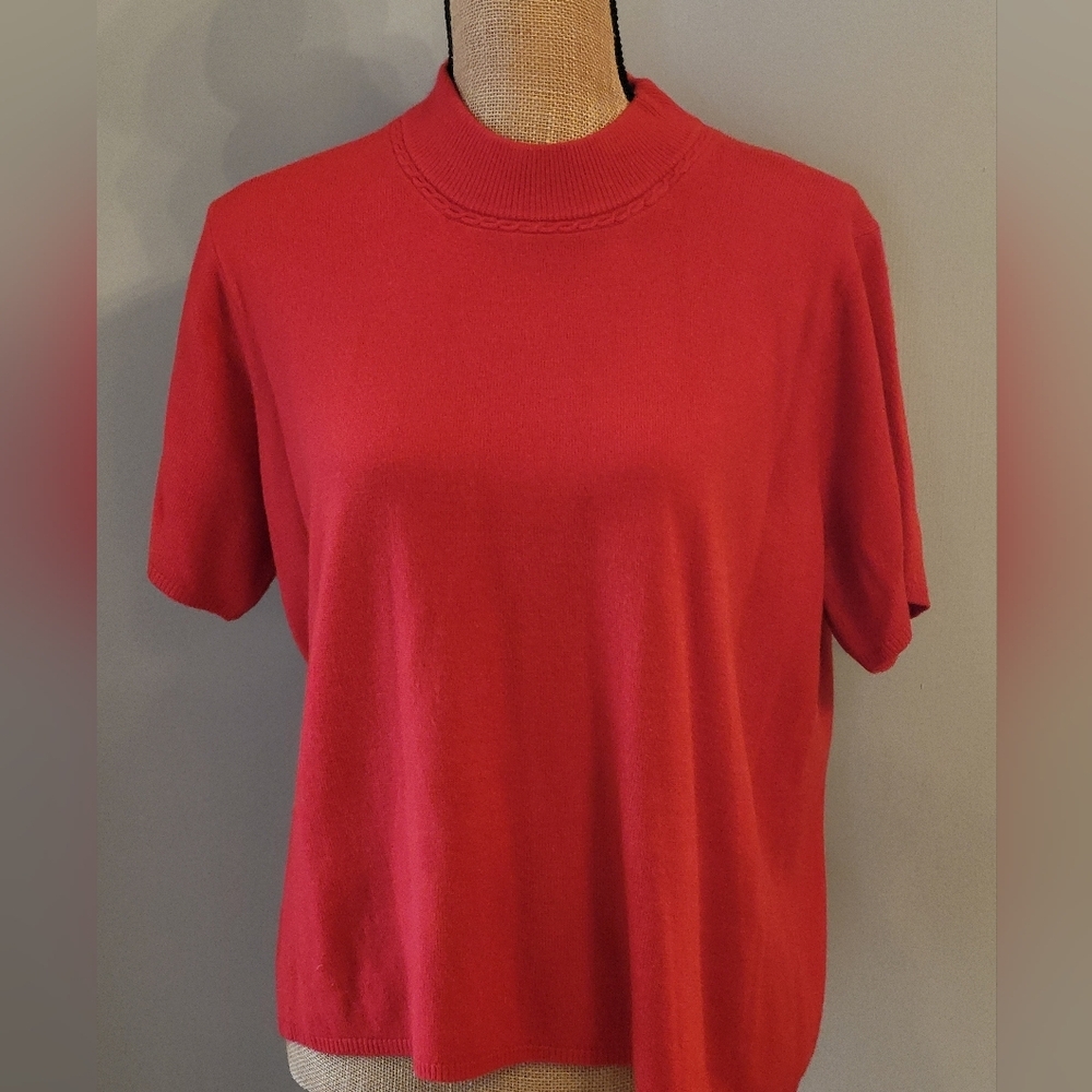 Norton McNaughton Xlarge red acrylic short sleeve pullover sweater